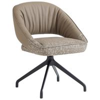 KRZESŁO Z PODŁOKIETNIKAMI NALA -EXKLUSIV- - beżowy/czarny, Design, skóra/metal (61/81/66cm) - Dieter Knoll