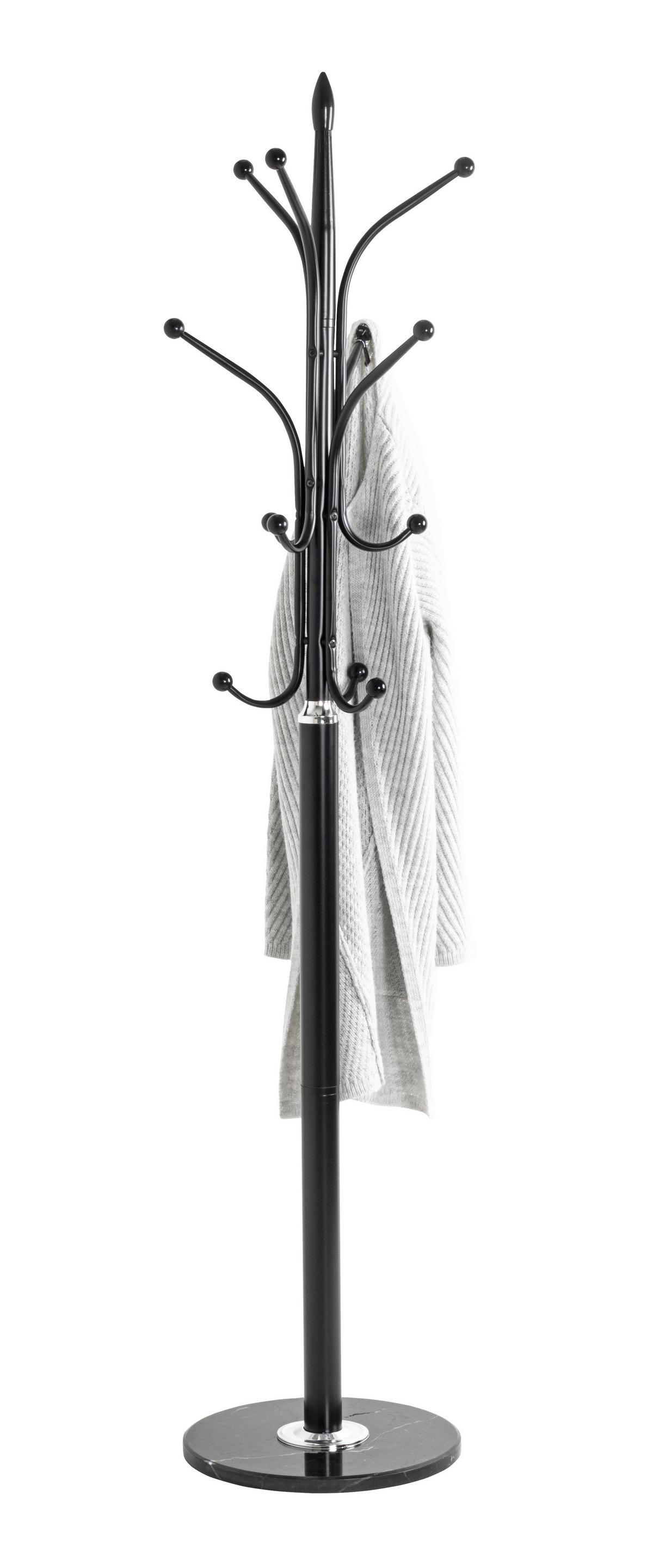 STOJAK NA UBRANIA MOBI - czarny/kolor chromowy, Design, kamień/metal (40/177/40cm) - Carryhome