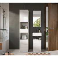 Badezimmer Vira 3-tlg. mit LED ca. 76 cm Weiß - Weiß Hochglanz/Schwarz, MODERN, Holzwerkstoff/Kunststoff (76cm) - MID.YOU