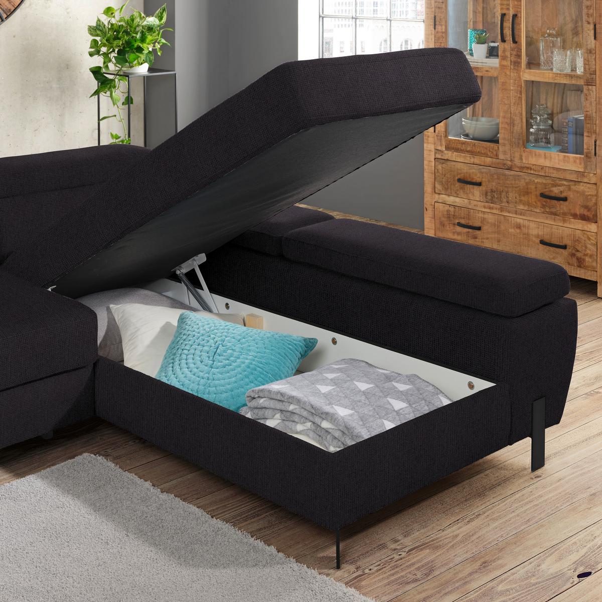 Coltar MOLINA MINI - negru, Modern, lemn/textil (277/189cm) - Mömax