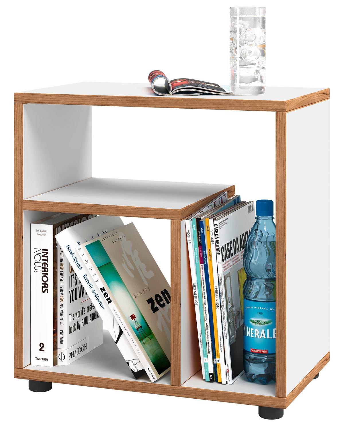 BEISTELLTISCH ZEITO - Honigeiche/Weiss, Design, Holzwerkstoff/Kunststoff (50/55/30cm) - MID.YOU