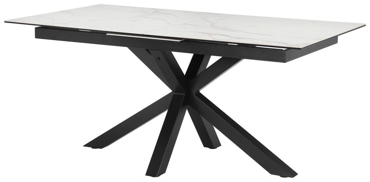 Raztegljiva Miza Lotus, Bela, 168-210x90 - črna/bela, Moderno, kovina/steklo (168-210/90/76cm) - MID.YOU