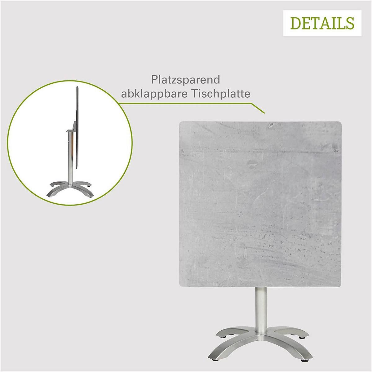 Zložljiva Vrtna Miza Acaplan, Siva - platinaste barve/siva, Basics, kovina/leseni material (80/80/72cm) - Gardenson