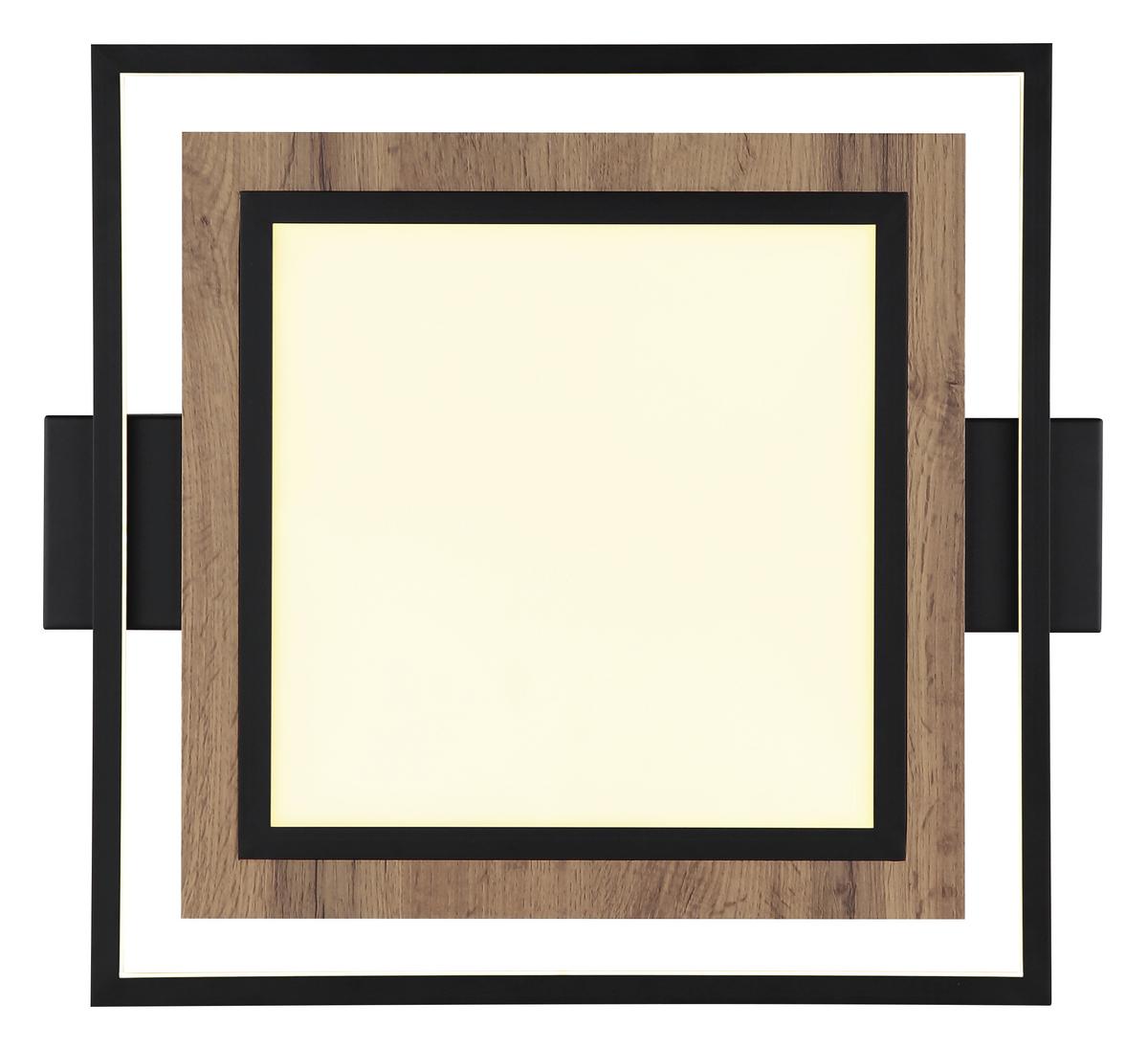 LED-Deckenleuchte Gabaldo Opal/Schwarz max. 36 Watt - Dunkelbraun/Opal, Natur, Holzwerkstoff/Kunststoff (50/45/5,5cm) - Globo
