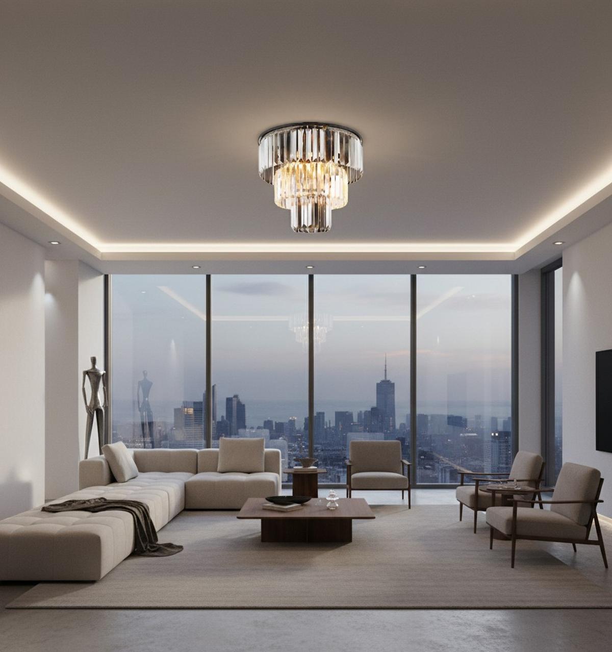 LAMPA SUFITOWA ASMIR - czarny/kolor chromowy, Modern, tworzywo sztuczne/metal (40/33cm)