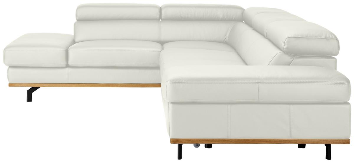 Wohnlandschaft Carmen Weiß - Schwarz/Weiß, MODERN, Leder/Holz (292/72/226cm) - Premium Living