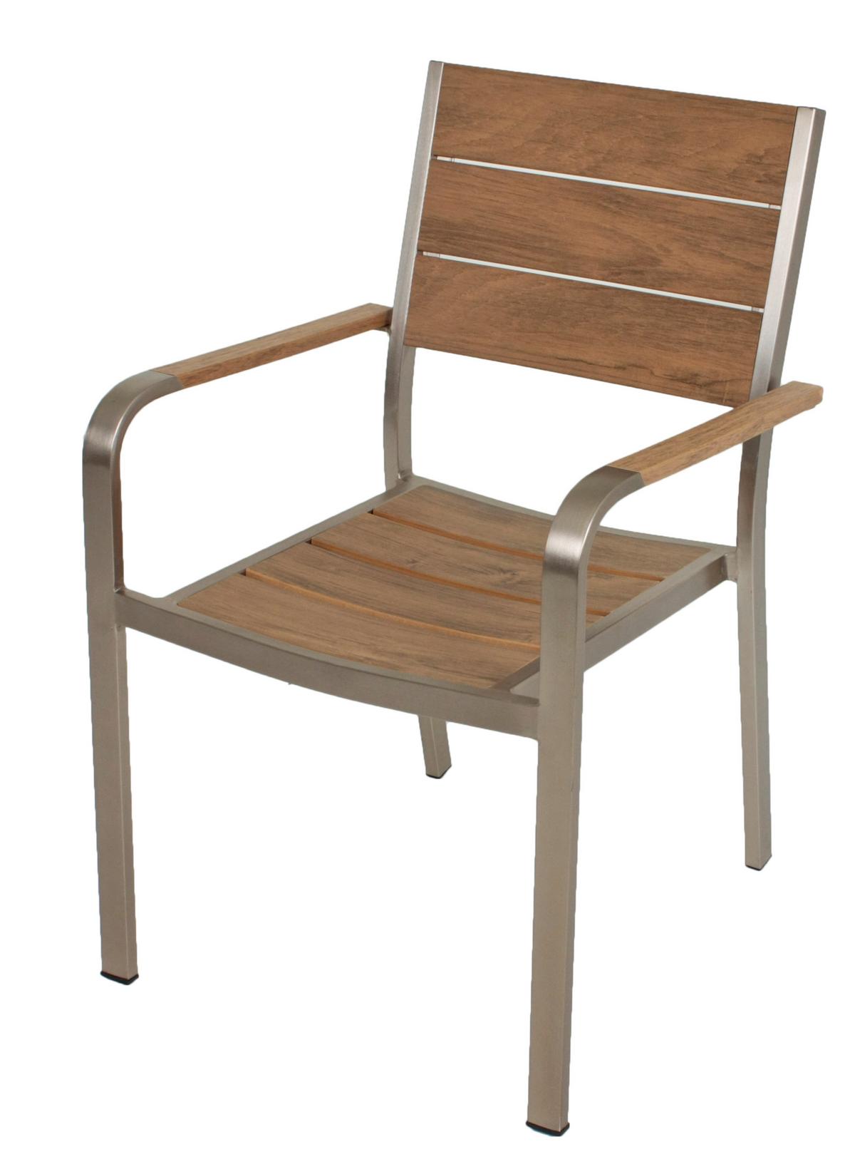 Gartenstuhl-Set Florence Teak/Champagner 4er-Set - Champagner/Teakfarben, Basics, Kunststoff/Metall (55/85/60cm) - Gardenson