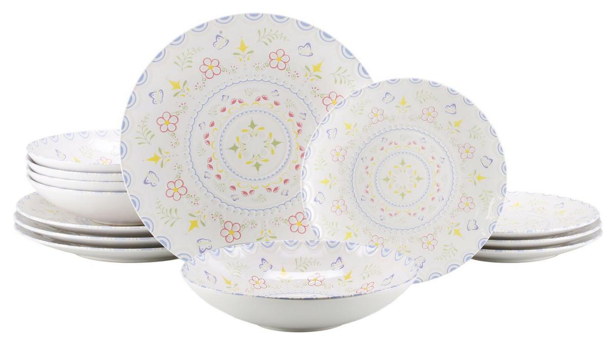 Jedilni Servis Primavera Pastell, 12-Delni - bela/večbarvno, Basics, keramika - Creatable