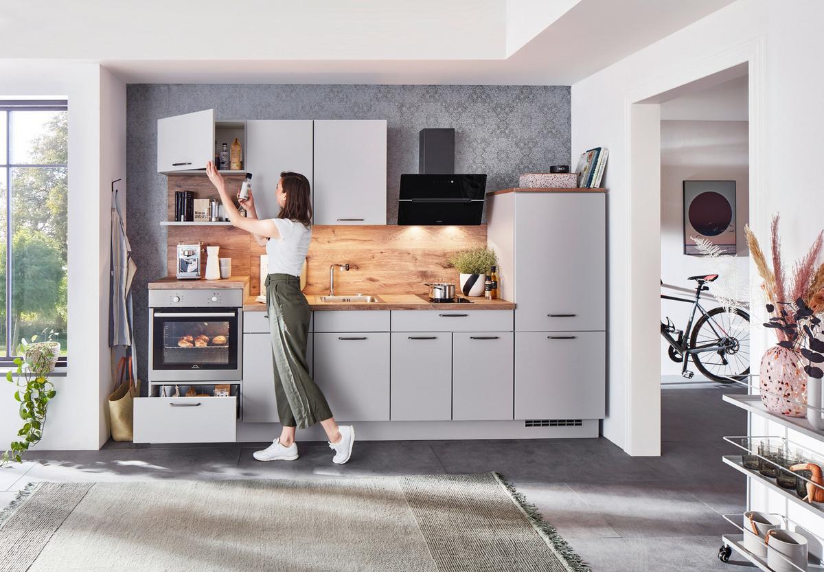 Bucătărie la comandă Fashion - culoare lemn stejar, Modern, material pe bază de lemn (295cm)