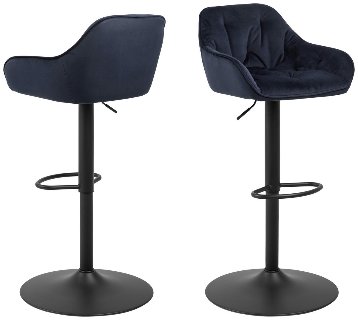 STOŁEK BAROWY BROOKE - ciemnoniebieski/czarny, Design, metal/tkanina (52/109/52cm)