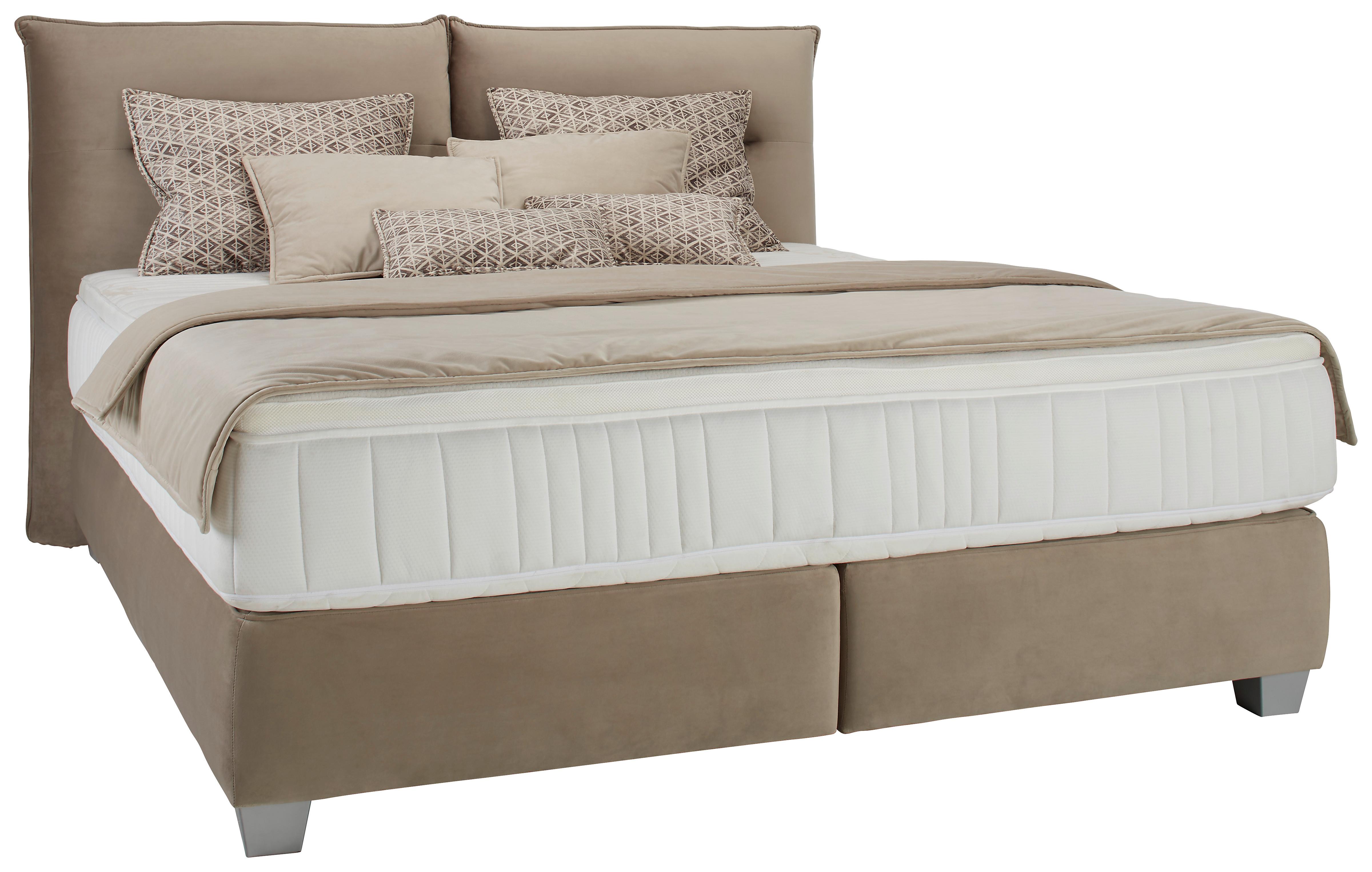 Boxspringbett Fog in Beige ca. 180x200cm - Beige/Silberfarben, LIFESTYLE, Holz/Holzwerkstoff (180/200cm) - Premium Living