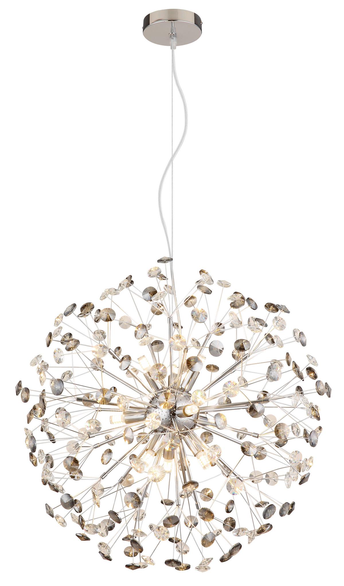 KRISTALL-HÄNGELEUCHTE 64135H2C  KATRINA - Klar/Chromfarben, Lifestyle, Glas/Kunststoff (60/150cm) - Globo