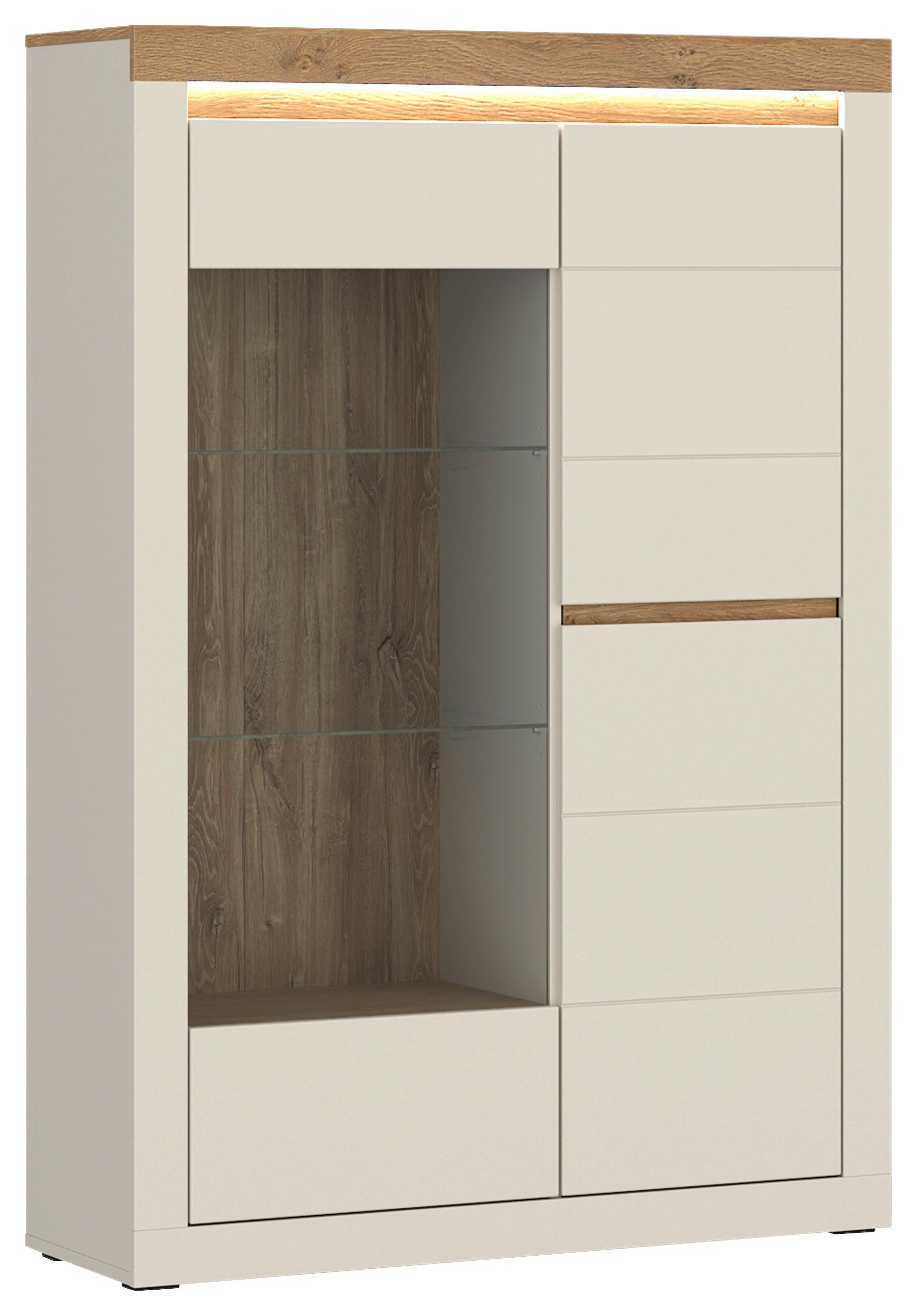 Vitrina Naxxar - kašmir/boja hrasta, Trendi, staklo/pločasti materijal (104,2/156,3/39,6cm) - Modern Living