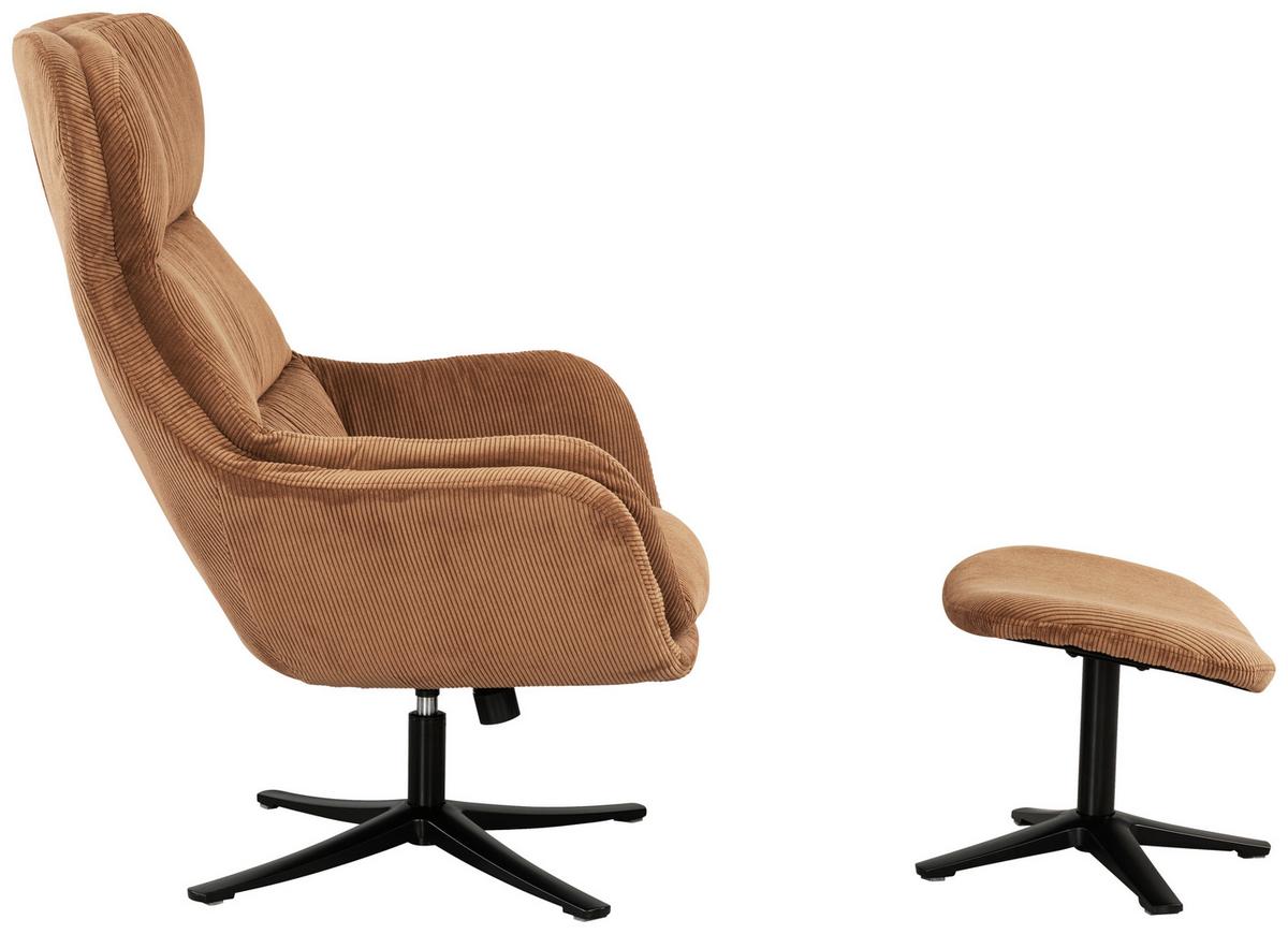 Set S Foteljem Tabbe, Oranžna, Žamet - črna/barve bakra, Moderno, kovina/tekstil (76/110/88,5cm) - Modern Living