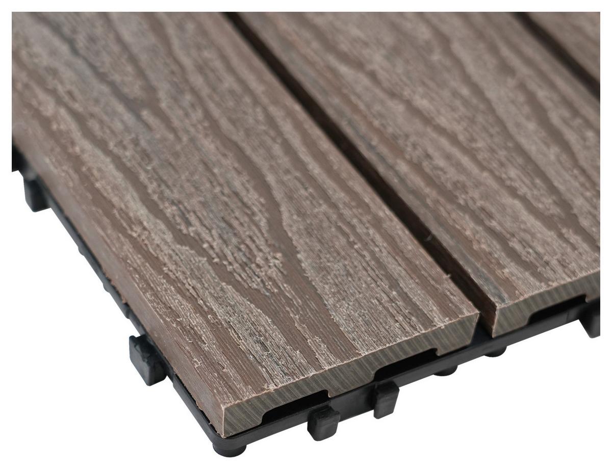 PŁYTKA TARASOWA PREMIUM 6-CZĘŚCIOWY - ciemnobrązowy, Konventionell, materiał drewnopochodny (30/60/2,1cm) - Ambia Garden