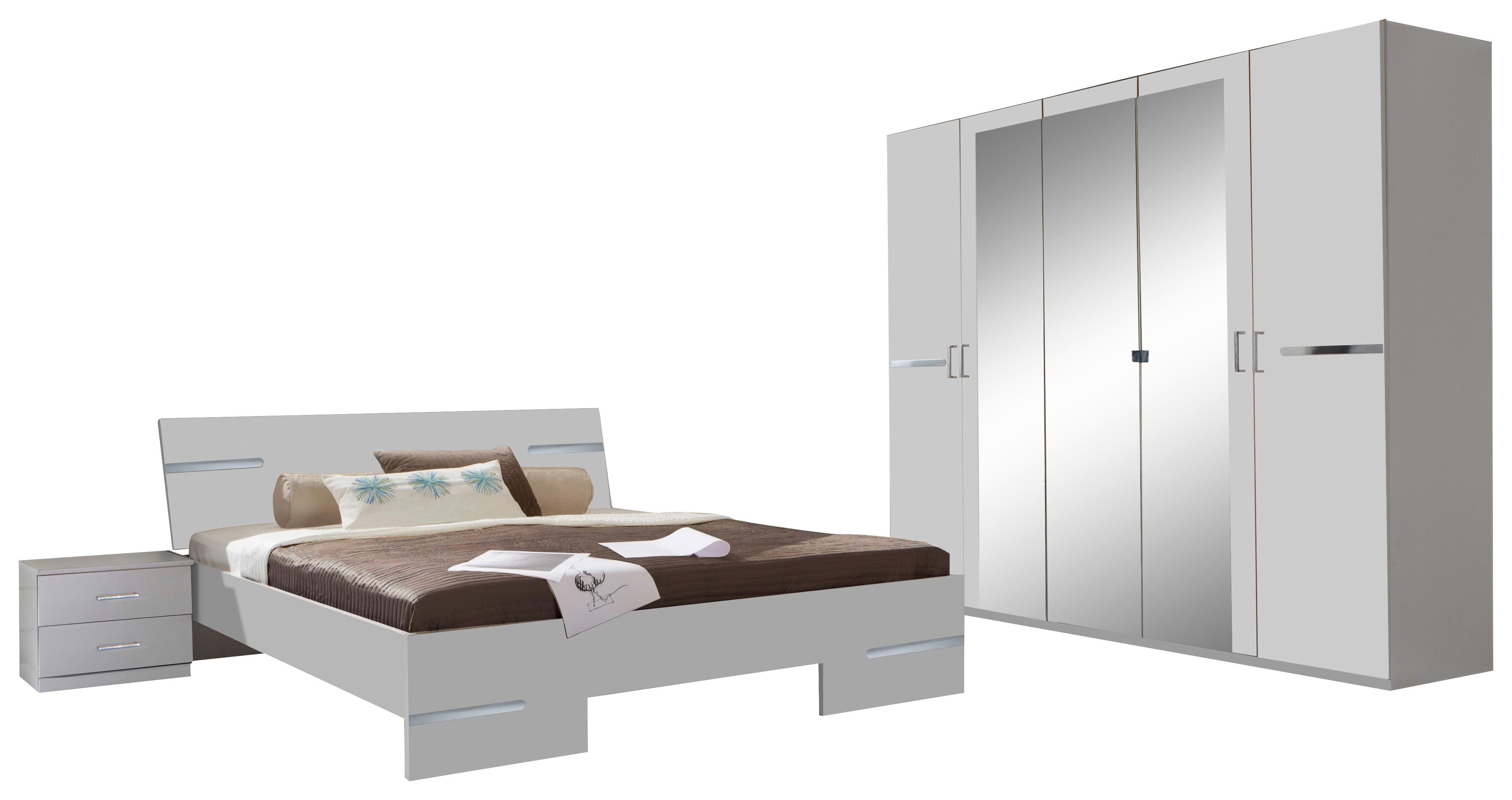 Schlafzimmer Anna 4-tlg. ca. 180x200 cm Weiß - Weiß, Design, Glas/Holz (180/200cm) - MID.YOU