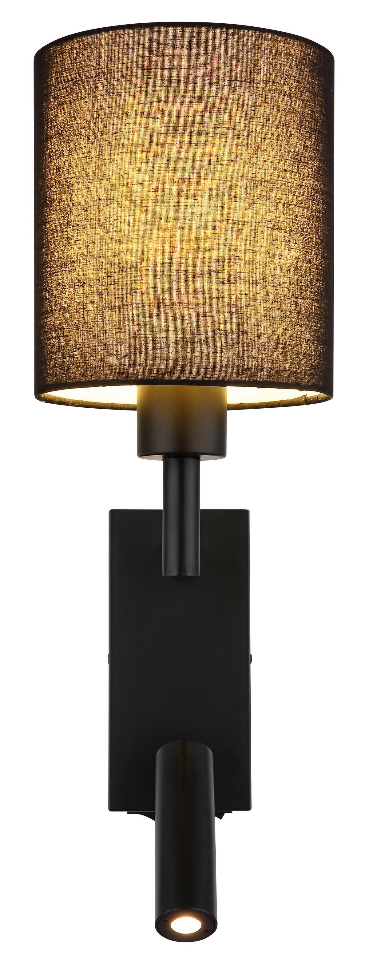 Led Zidna Svjetiljka Zamora - crna, Konvencionalno, metal/tekstil (15/45,5cm) - Globo