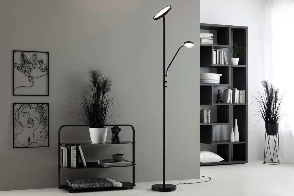LED-Stehleuchte Minn max. 23,4 Watt - Schwarz/Weiß, MODERN, Glas/Kunststoff (26/180cm) - Modern Living
