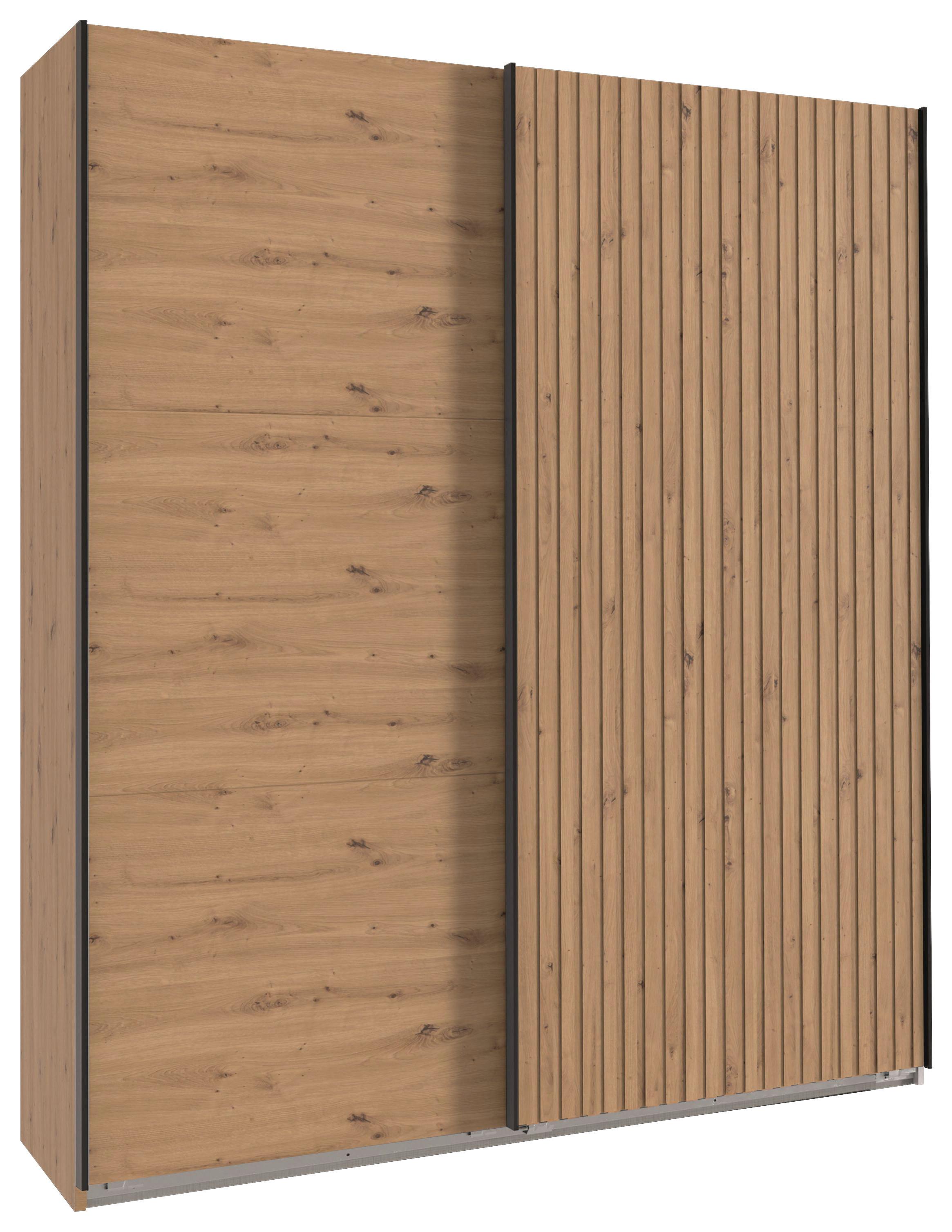 Ormar S Kliznim Vratima Andorra - hrast Artisan/crna, Moderno, drvni materijal/metal (200/216/65cm) - Modern Living