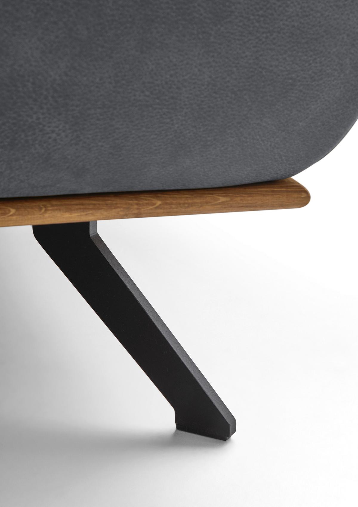 Wohnlandschaft Erling Graphitfarben - Beige/Graphitfarben, MODERN, Leder/Metall (187/89/322cm) - Premium Living