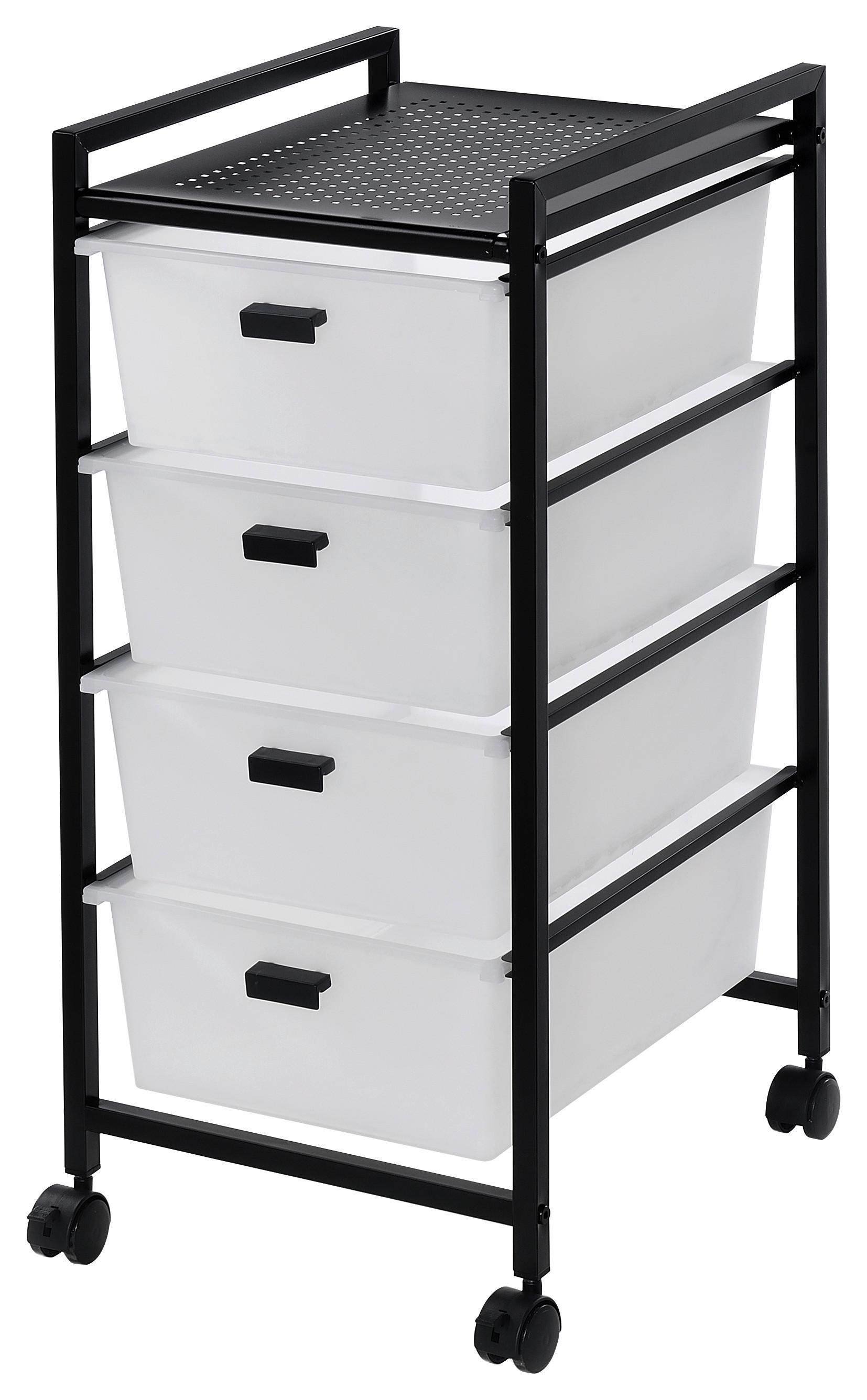 Rollbox JOLIN - alb/negru, Modern, plastic/metal (39/72,5/32,5cm) - Modern Living