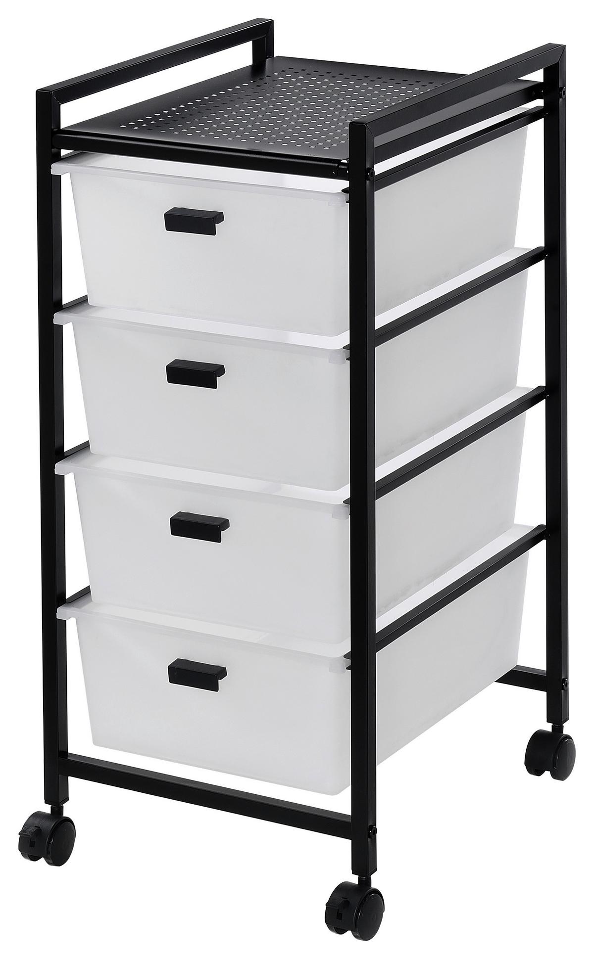 Rollbox JOLIN - alb/negru, Modern, plastic/metal (39/72,5/32,5cm) - Modern Living