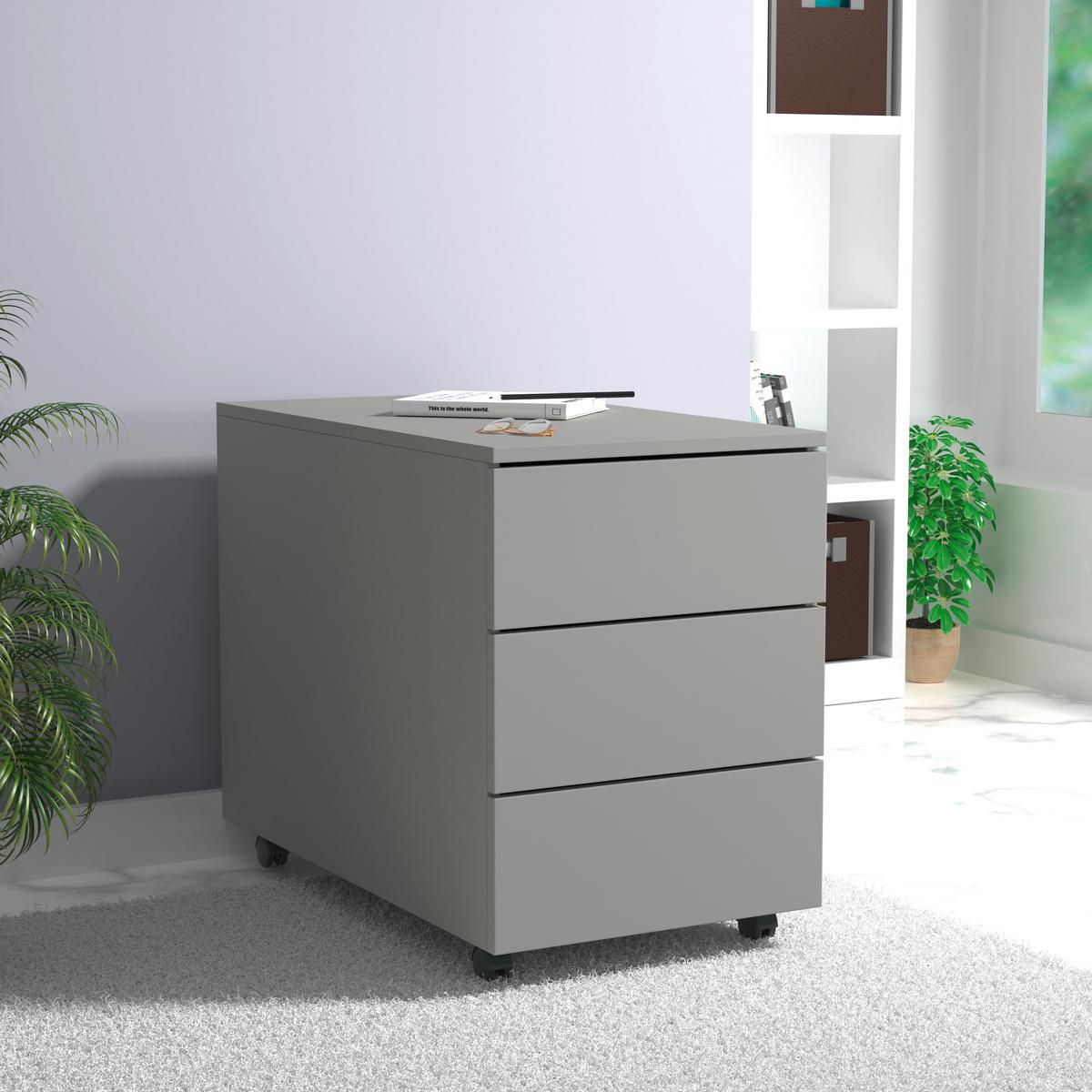 ROLLCONTAINER DALOSA 70 3-SB - Schwarz/Grau, Design, Holzwerkstoff/Kunststoff (39/55/70cm) - MID.YOU