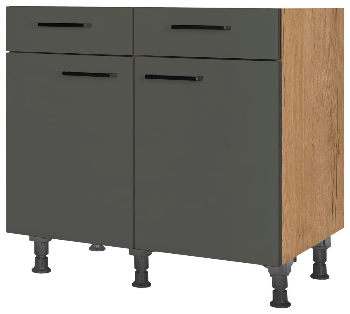 Schubkastenunterschrank Easytouch Grün - Eichefarben/Schwarz, MODERN, Holzwerkstoff/Metall (90/87/56cm) - Nobilia