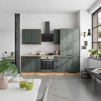 Küchenblock Easytouch High m. Geräten Dunkelgrün - Dunkelgrün/Eichefarben, MODERN, Holzwerkstoff/Metall (270cm) - Nobilia