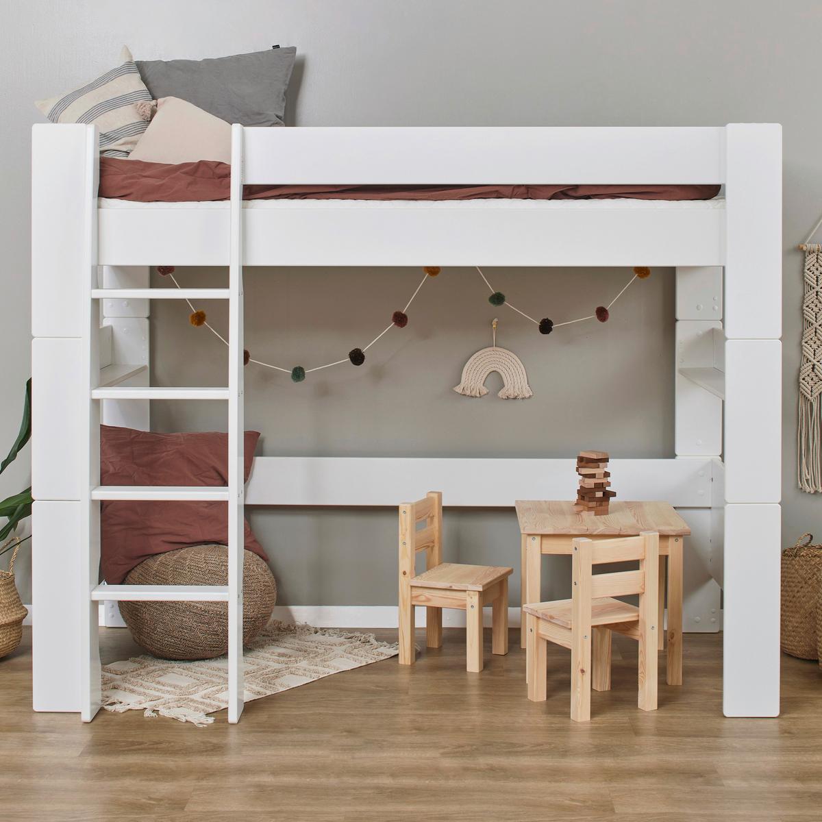 Hochbett PURE Weiß ca. 90x200 cm - Naturfarben/Weiß, MODERN, Holz/Holzwerkstoff (90/200cm) - MID.YOU