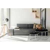 Hockerset Myla 100 - Silberfarben/Schwarz, Design, Textil/Metall (40/60/32/41/40/60cm) - Kayoom