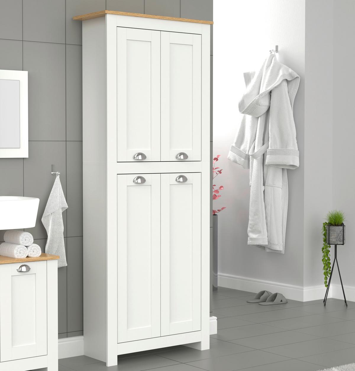 DREHTÜRENSCHRANK BALUSA - Honigeiche/Weiss, Lifestyle, Holzwerkstoff (72/184/31,5cm) - MID.YOU