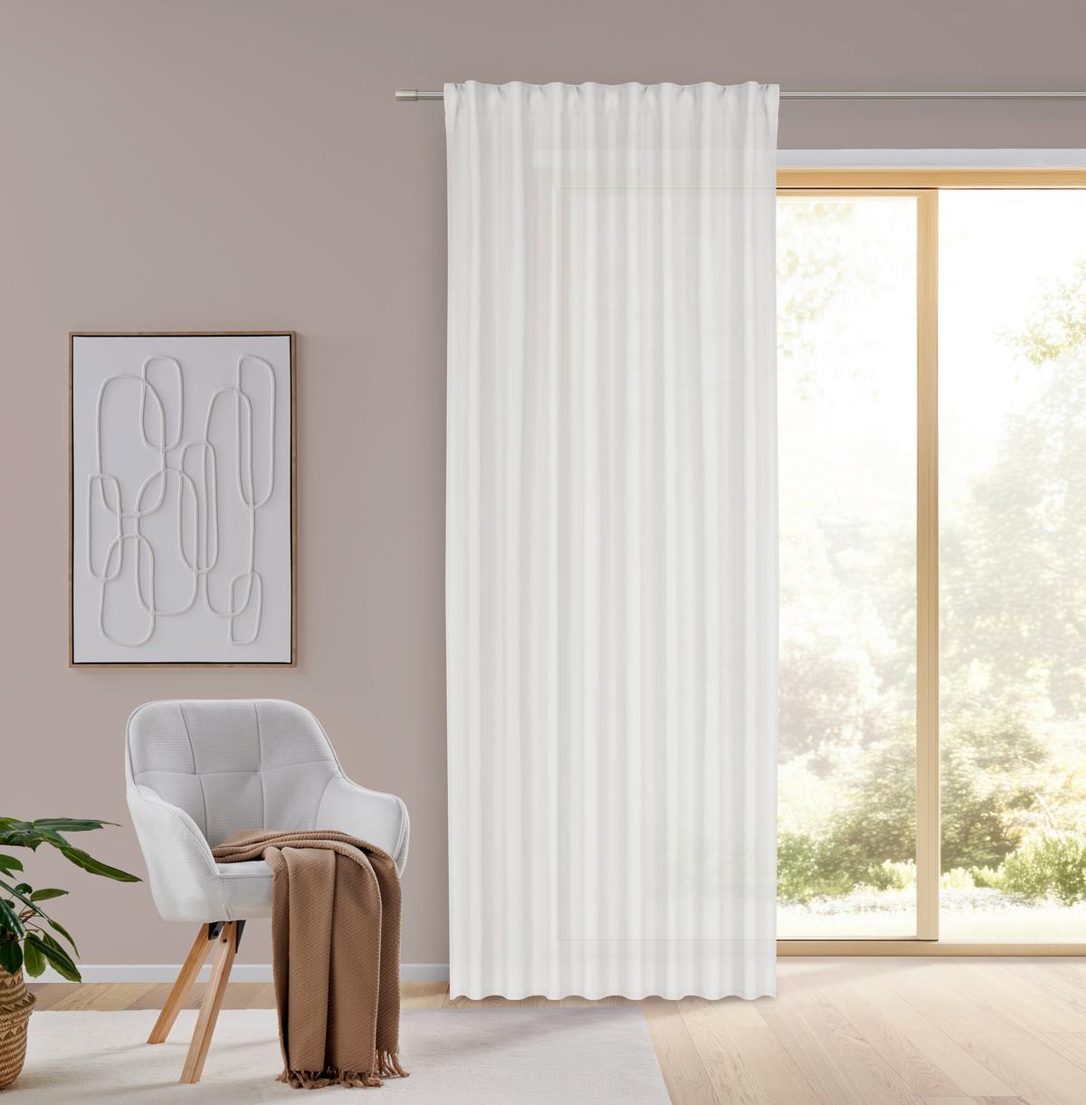 Draperie Confecționată Sila, Cca. 140x255cm - alb, Modern, textil (140/255cm) - Mömax