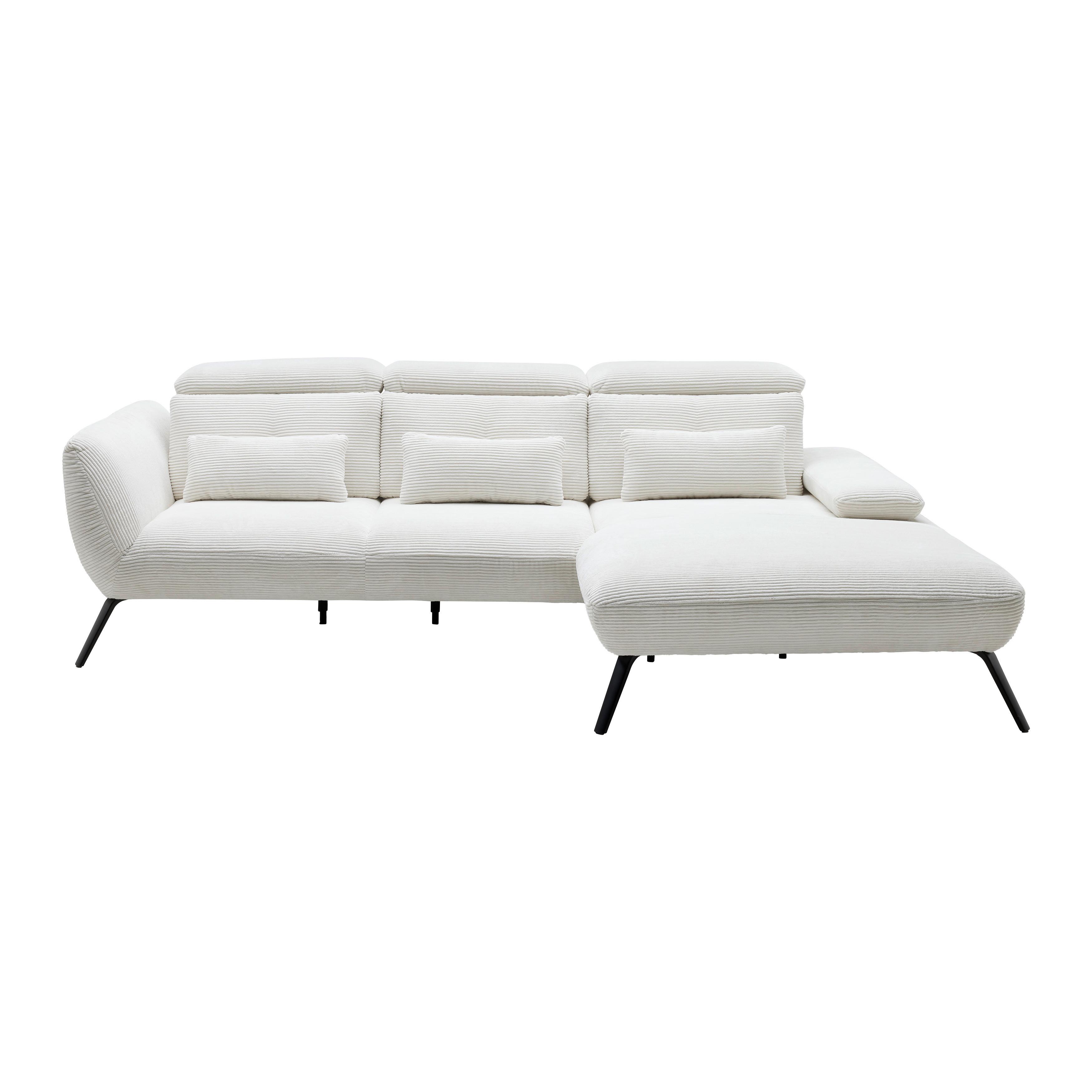 Ecksofa Seattle in Weiss - Weiss/Schwarz, Modern, Holzwerkstoff/Textil (301/87-107/196cm) - Premium Living