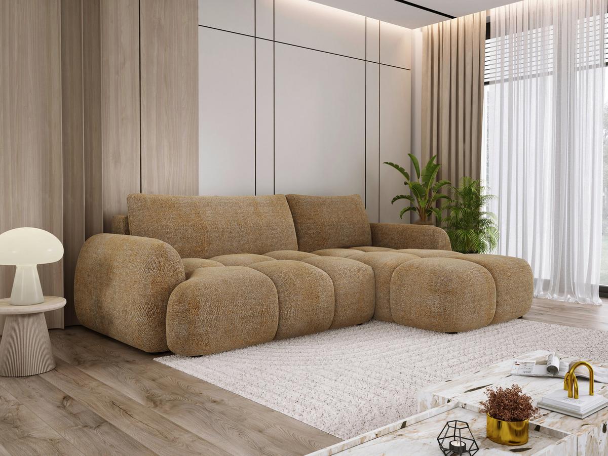 Sarokkanapé Wind - aranybarna/barna, Modern, textil (273/68-82/183cm) - Premium Living