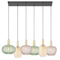 Hängeleuchte Bunti Multicolor max. 25 Watt - Pink/Goldfarben, MODERN, Glas/Metall (119.5/46/120cm)