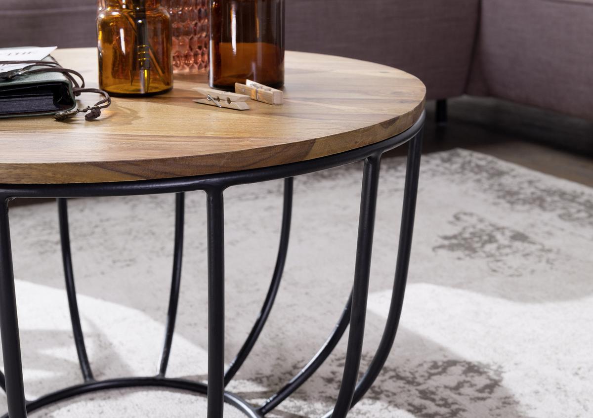 COUCHTISCH Sheeshamfarben - Sheeshamfarben/Schwarz, Design, Holz/Metall (60/60/39cm) - MID.YOU
