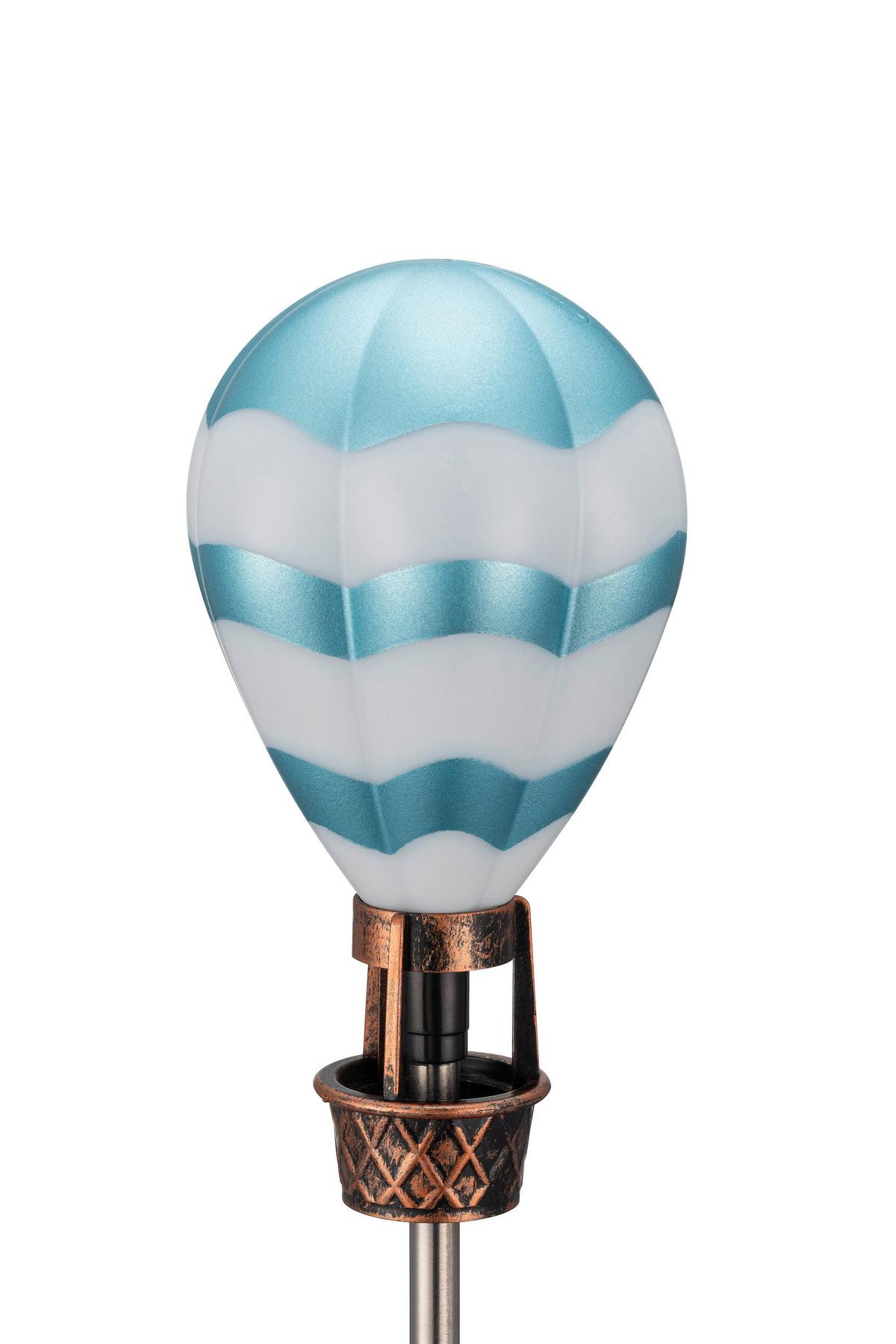 Solarleuchte Ballon Blau/Weiß max. 0,06 Watt - Blau/Weiß, ROMANTIK / LANDHAUS, Kunststoff/Metall (8/83,5cm) - Mömax
