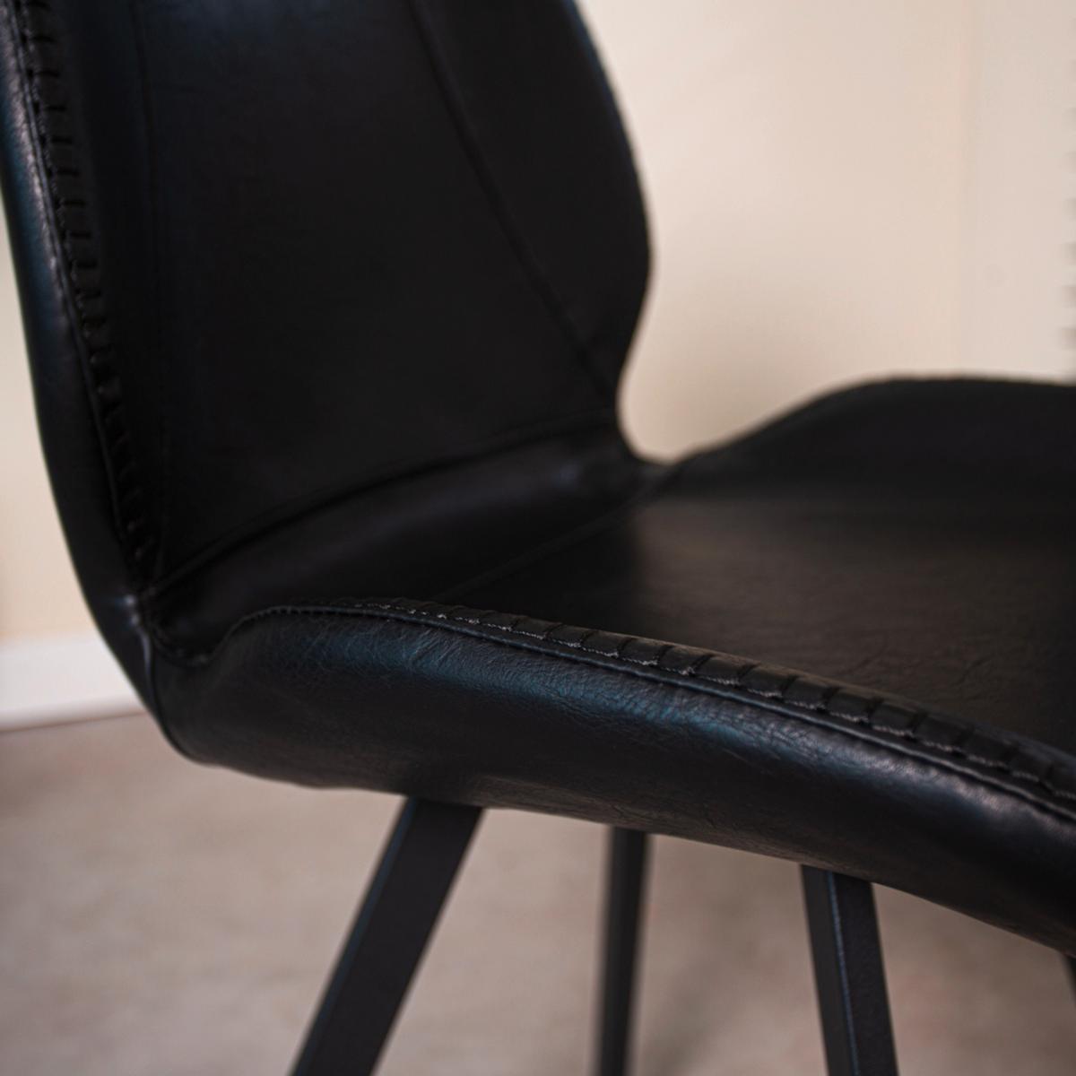 Stuhl-Set Barona 4er-Set Schwarz Lederlook - Schwarz, MODERN, Textil/Metall (44/80/55cm) - MID.YOU