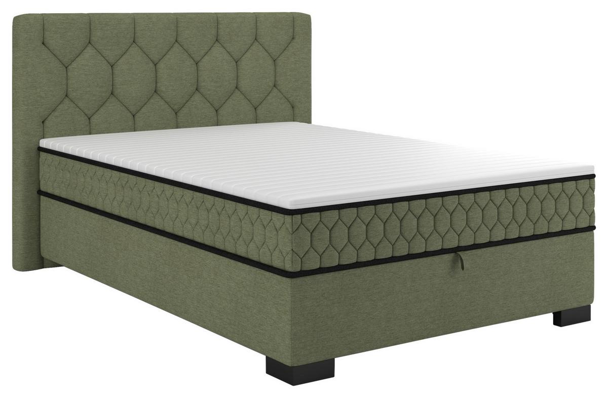 Boxbett Maya D Olivgrün ca. 140x200cm - Schwarz/Olivgrün, KONVENTIONELL, Holz/Holzwerkstoff (140/200cm) - Mömax
