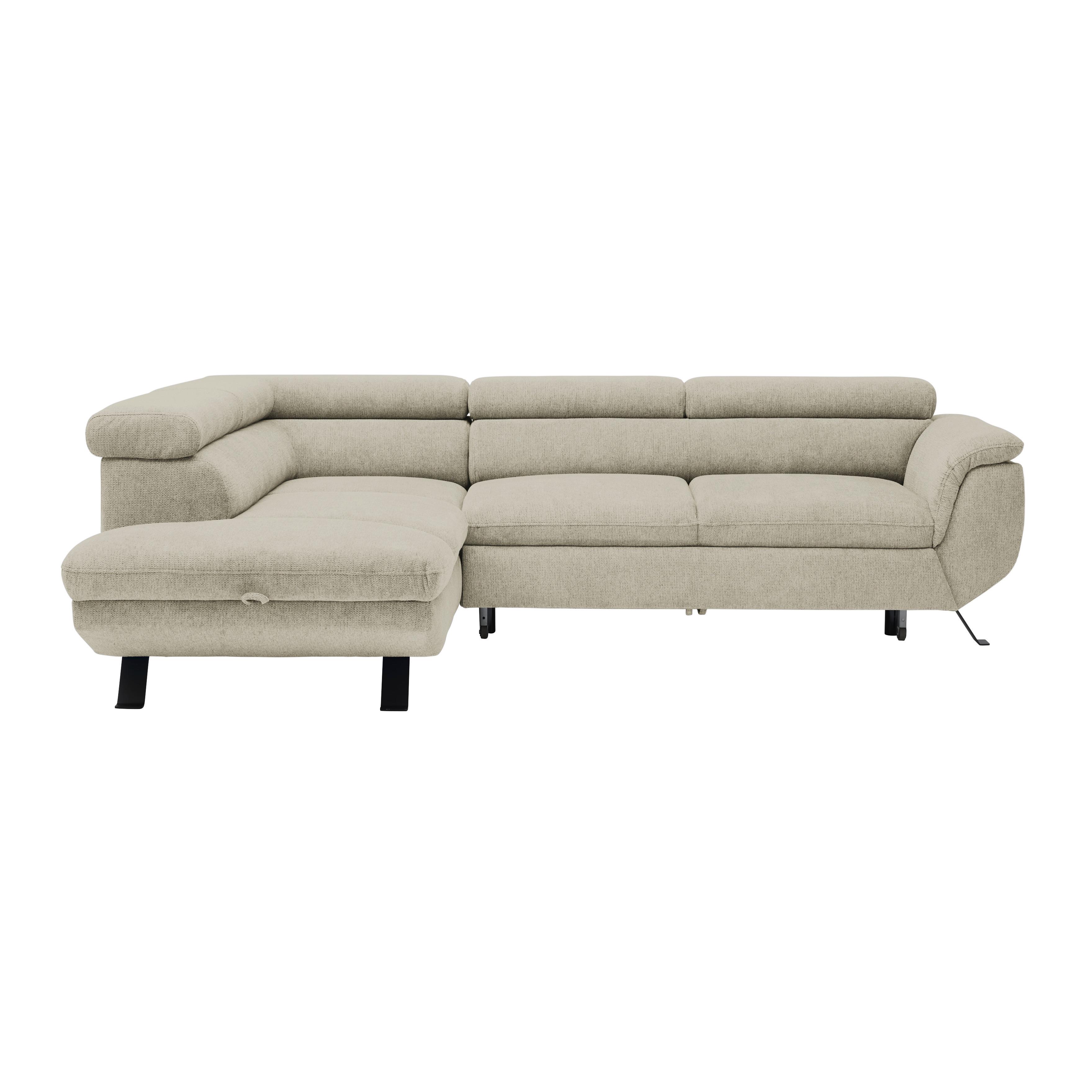 Ecksofa Raven Greige - Greige/Schwarz, MODERN, Textil/Metall (198/257cm) - Mömax