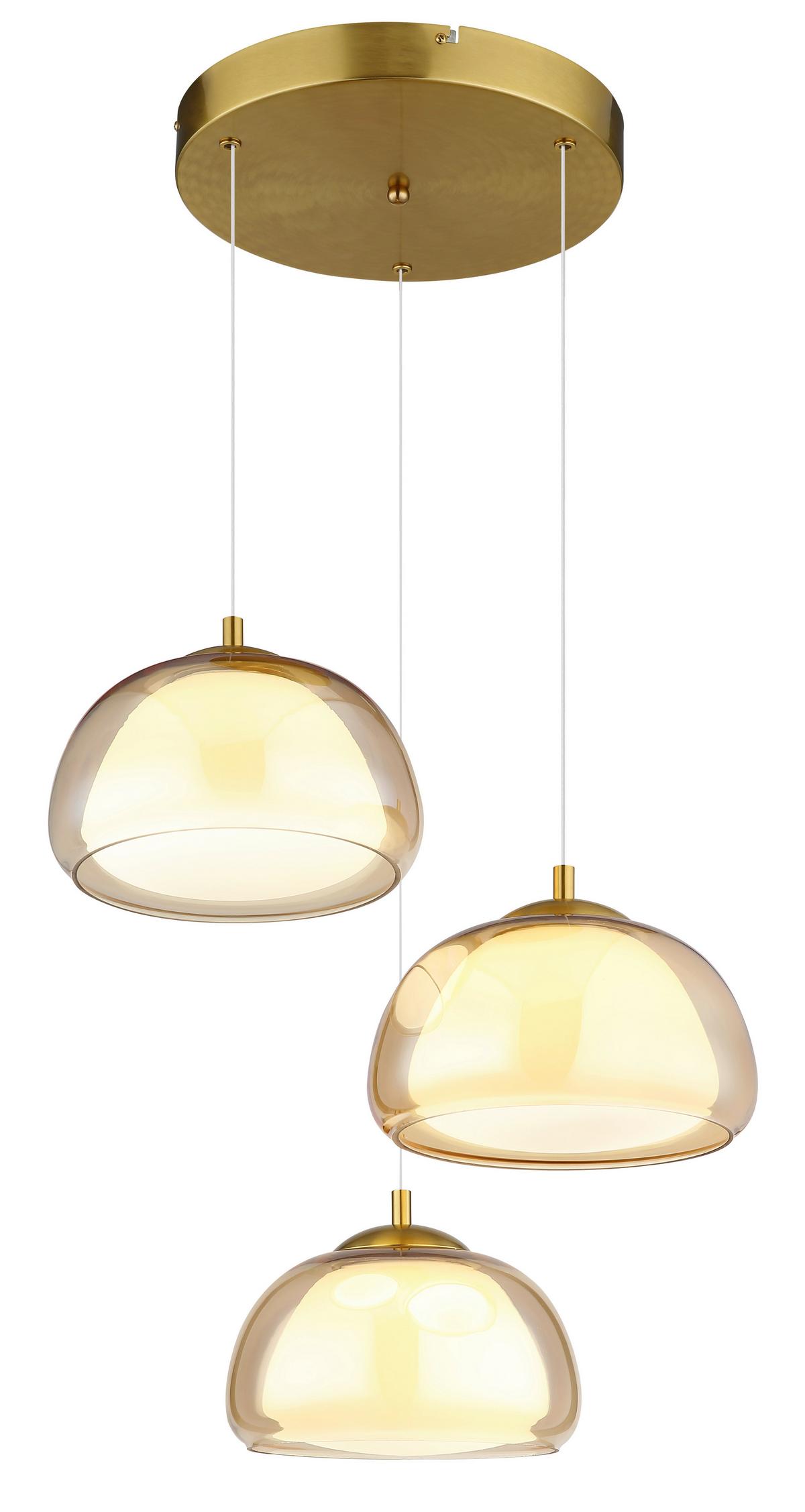 Led Viseća Svjetiljka Avila - bijela/zlatne boje, Design, staklo/metal (50/150cm) - Globo