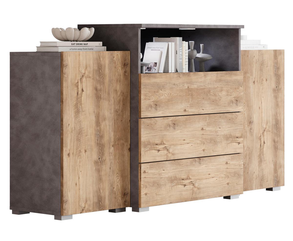 SIDEBOARD URBAN 150 - Kastanieneichefarben/Anthrazit, Lifestyle, Holzwerkstoff/Kunststoff (150/81/37cm) - P & B