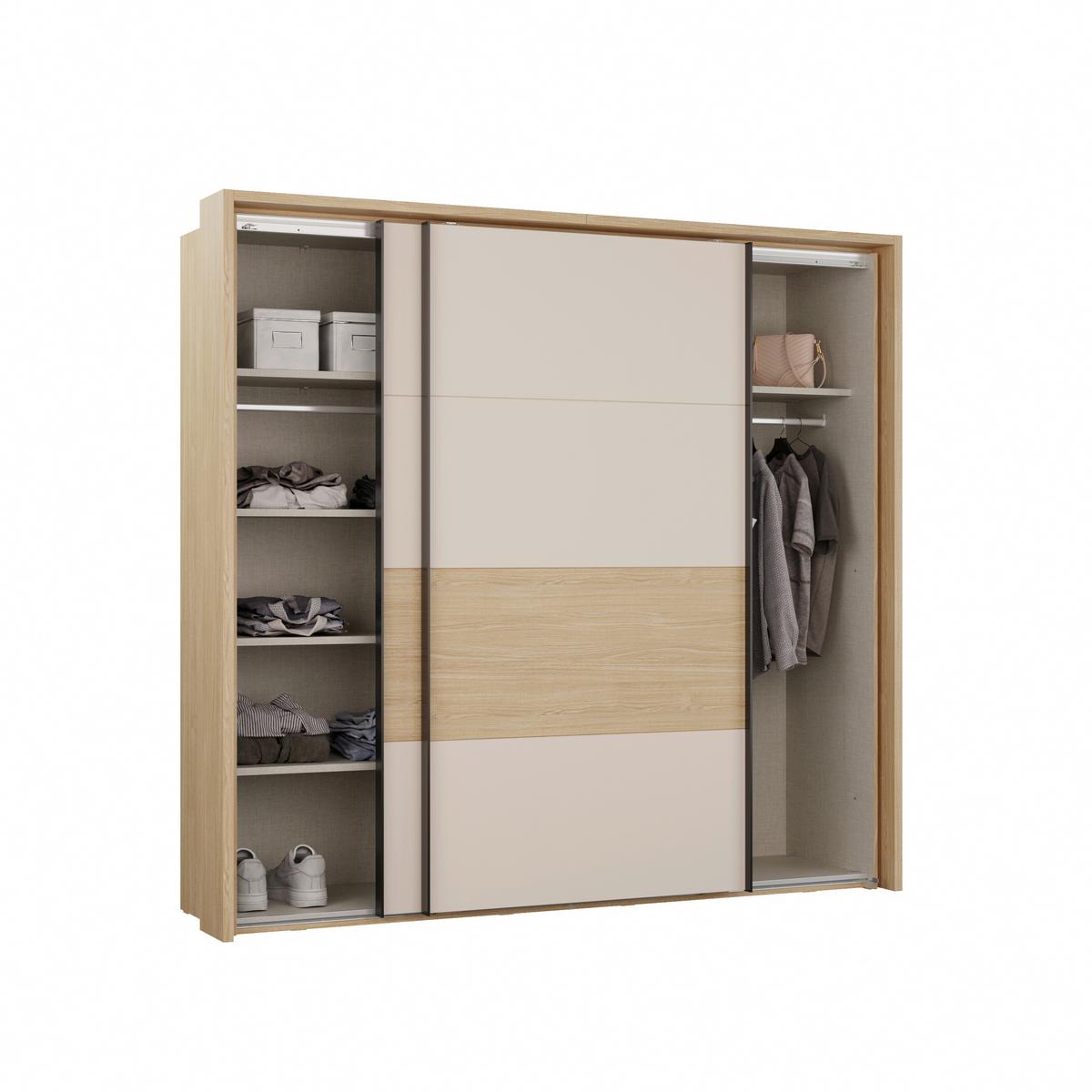 Tolóajtós Szekrény Ricciano - tölgyfa színű/fekete, Modern, faalapú anyag/fém (231,1/215,9/63,8cm)