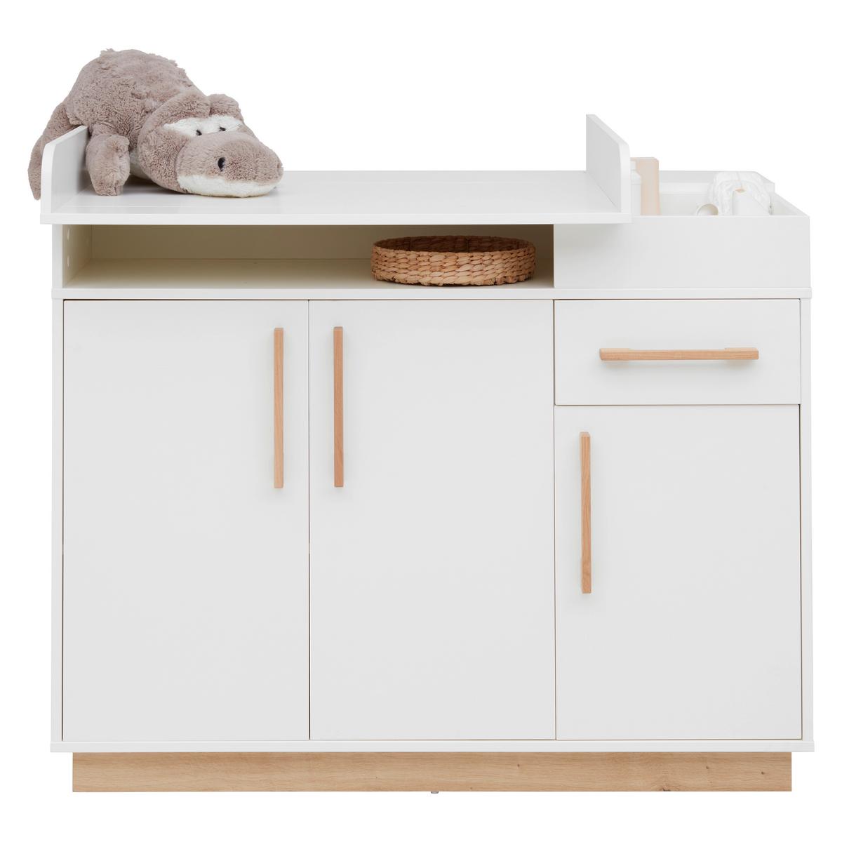 Previjalna Komoda Luna -Exklusiv- - bela/hrast artisan, Konvencionalno, leseni material (117/100cm) - Roba