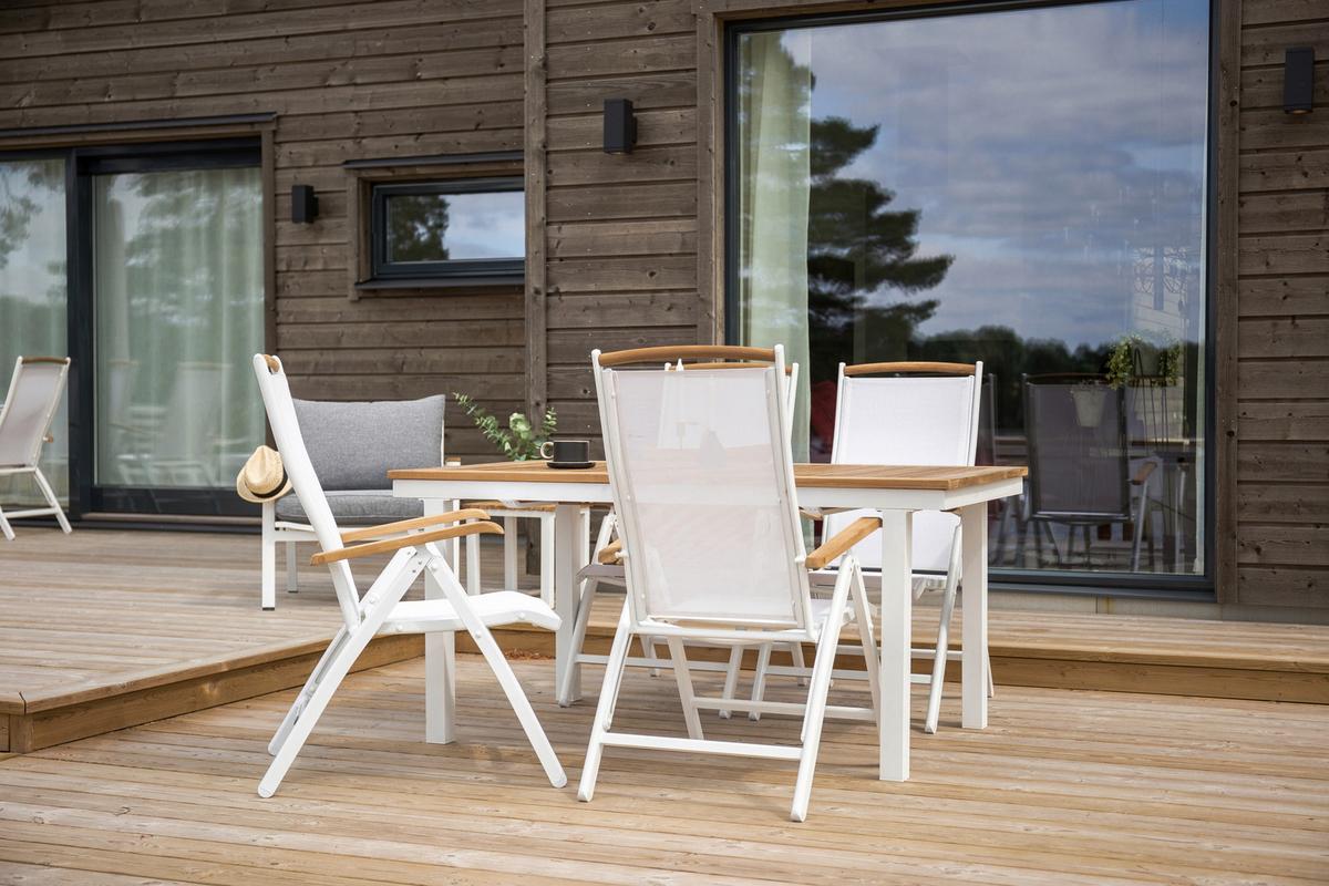 Gartenstuhl 2er-Set Panama ca. 60x110x75 cm Weiß - Naturfarben/Weiß, KONVENTIONELL, Textil/Metall (60/110/75cm) - Gardenson