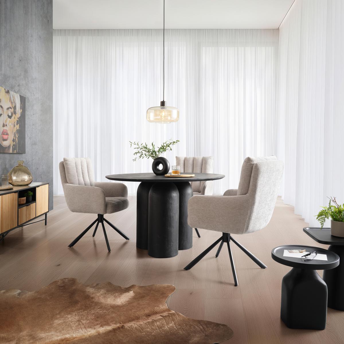 Forgószék Charlotte - világosszürke/fekete, Modern, textil/fém (61/96/67cm) - Mömax