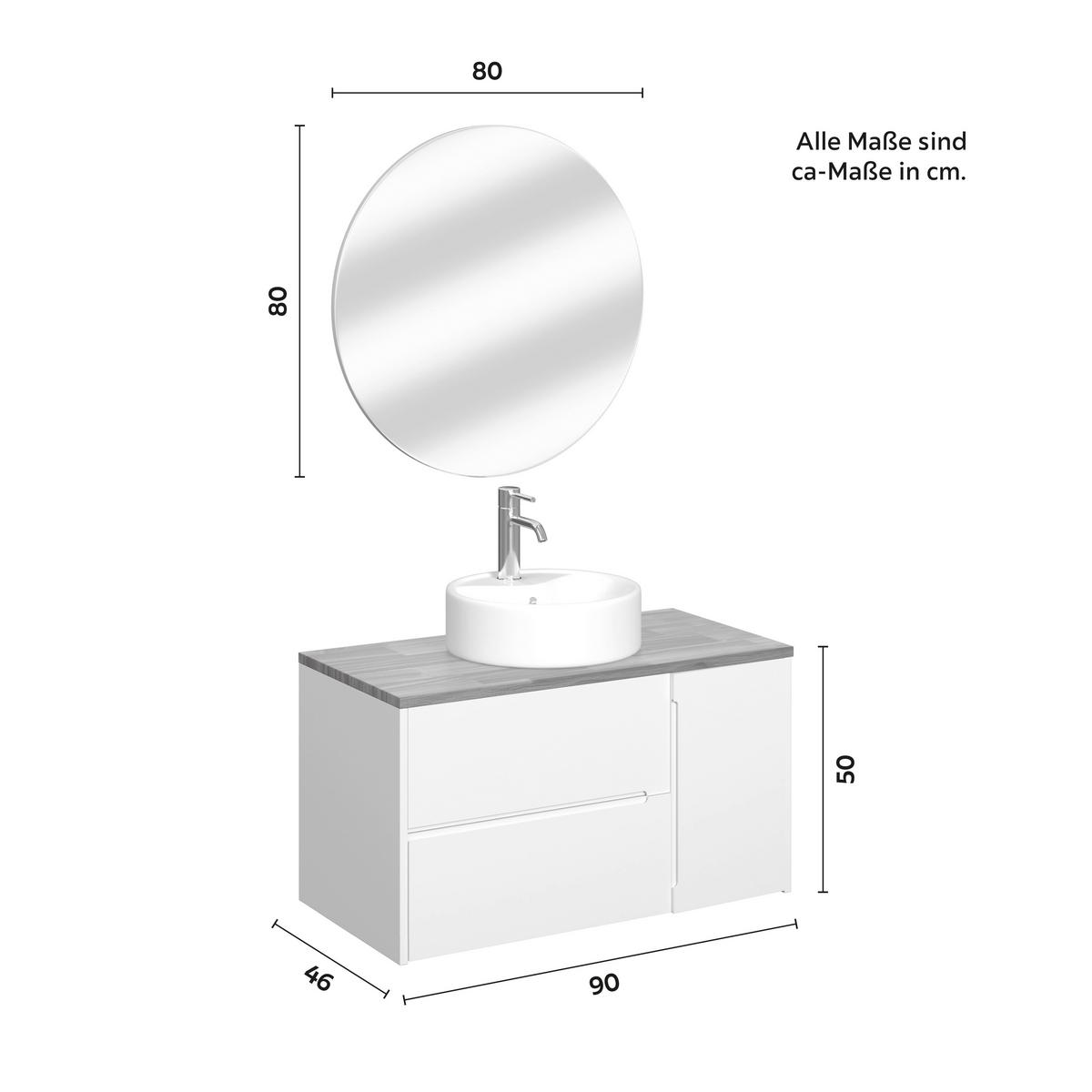 Badezimmer Davina Eichefarben/Weiß 3- teilig - Eichefarben/Weiß, MODERN, Glas/Holz - Bessagi Home