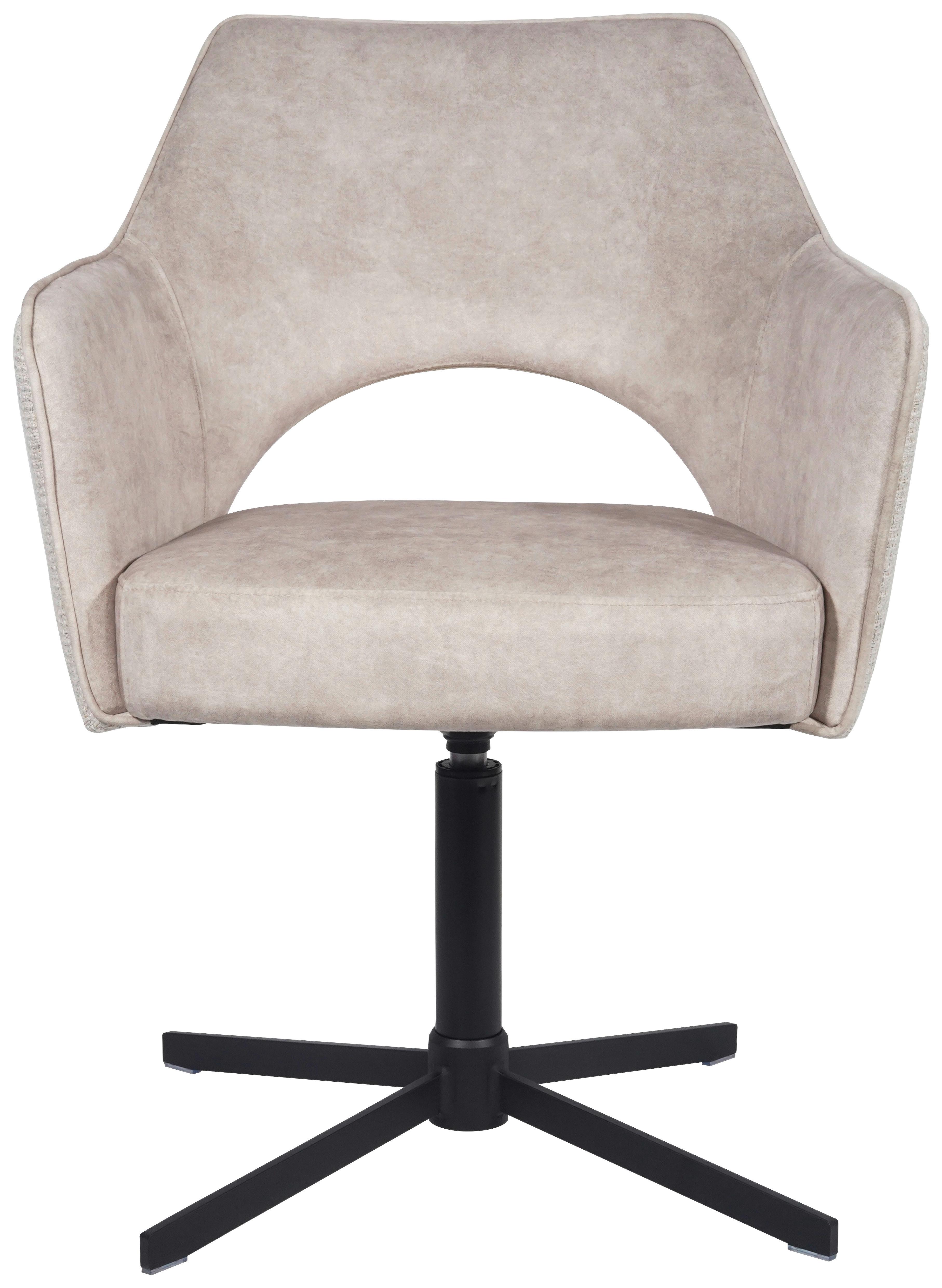 STOL MED ARMSTÖD VALLETTA - svart/cremefärgad, Klassisk, metall/textil (64/85/61cm) - Premium Living