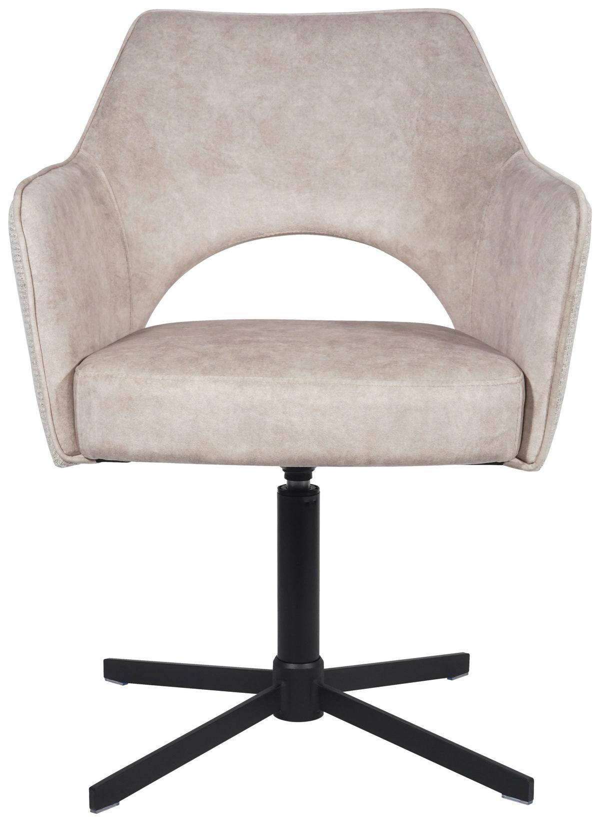 Armlehnstuhl Valletta Creme - Creme/Schwarz, KONVENTIONELL, Textil/Metall (64/85/61cm) - Best Price